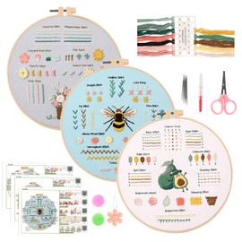 GOTDYBST Embroidery Set for Beginners, Adult Embroidery Set, for Learning 28 Different Stitches, Cross Stitch Set - Includes Calico, Thread, Needle, Embroidery Hoop and Video Tutorial