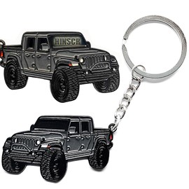 HINSCR Double-Sided Car Metal Keychain for Jee p Gladiator, Gray Enamel Key Ring Car Keys Accessory(Gray)