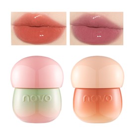 Bekoeen 2Pcs Tinted Mushroom Lip Gloss, Long Lasting Jelly Lip Tint Hydrating,Jelly Texture Moisturising Acorn Lip Baim,Moisturise and Lighten Lip Lines,Easy to Carry