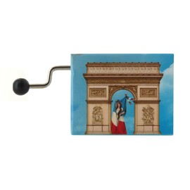 Spieluhr / Spieldose / Musikbox mit Handkurbel aus illustriertem und durchbrochenem Karton mit 18-Ton-Spielwerk - Die Marseillaise (Rouget de Lisle)