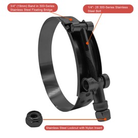 BOTTEN 4 Pack 2" Stainless Steel T-Bolt Hose Clamps - Clamp Range 56-64mm for 2 Hose ID (Black) - Durable and Reliable Hose Clamps for Secure Connections"