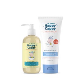 Happy Cappy Baby Shampoo and Body Wash and Moisturizing Cream Bundle - Eczema Body Wash and Lotion for Kids, Toddler, Adults, Helps with Dryness, Reduces Itching, Dermatologist Tested, Fragrance-Free