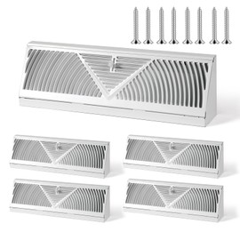 4 Pcs Baseboard Register Vent 15 Inch Duct Opening Size Baseboard Vent Covers Diffuser Adjustable Corner Return Air Grille for Home Floor Wall Air Flow Control (4, White, 15 Inch)
