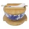 White Blue Koi Fish 28Oz Donburi Ramen Bowl With Lid