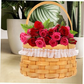 Gadpiparty Woven Flower Basket Holder for Home Decor and Flower Arranging Handcrafted Basket with Handle for Housewarming Gifts Multi-purpose Storage for Living Room Bedroom and Events