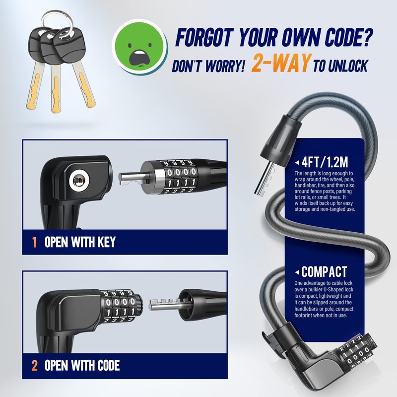 SEWAY Scooter Lock Cable for Xiaomi Mijia M365 ES Series,