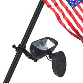 2-In-1 Solar Flag Pole Light, 360°Rotation House Mounted Flag Light Mounting Bracket Fits Flag Pole 1’’ to 1 ¼” In Dia, Super Bright 4 LED Auto Dusk to Dawn for Most Wall-Mounted Spinning Flag Poles