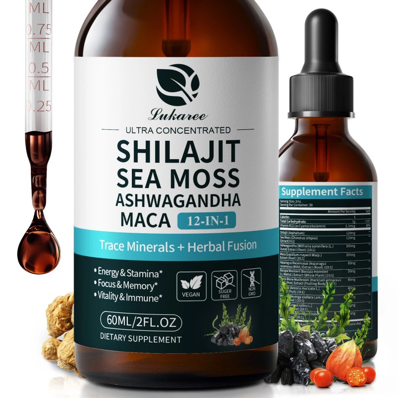 Shilajit 12-in-1 Complex-Sea Moss, Ashwagandha, Maca, Fulvic Acid,Trace Minerals
