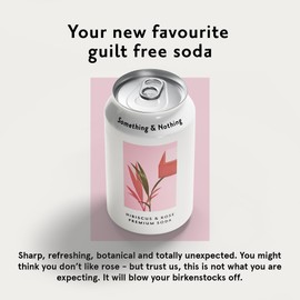 Something & Nothing Flavoured Sparkling Water - Lightly Carbonated, Full Flavoured with Added Grape & Lemon Juice | Vegan & Low Calorie Soda | 355ml Cans, Pack of 12 (Hibiscus & Rose)
