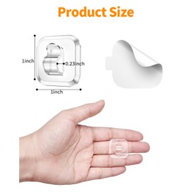 ispneay 50 Mini Light Hooks with Adhesive Strips: Indoor Clear Small String Light Clips Damage Free - Plastic Wall Hook for Hanging - Fairy Tiny Christmas Light Cable Hangers Clip Decoration Decor