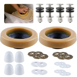 iFealClear 2 Sets Toilet Wax Ring Kit with Bolts, PE Flange and Extra Retainers, Thick Wax Ring Gasket for Toilet Bowl, Washers Bolt Caps Gasket Use for Most Toilets- Gas, Odor and Watertight Seal