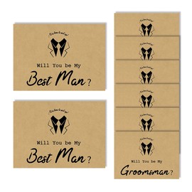 GroomBrideGifts 8 Pieces Groomsman Proposal Cards 6 Will You Be My Groomsman and 2 Best Man Cards with Envelopes Groomsmen Invitation Card for Wedding Supplies(Brown-Struggle)