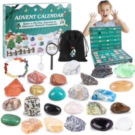 Advent Calendar 2024 Gemstone Crystals for Children 24 Days Christmas Advent Calendar Countdown Surprises with Natural Gemstones Best Gifts for Boys Girls Geology Enthusiasts