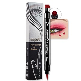 evpct 1Pcs 2-in-1 Red Colored Winged Eyeliners Stamp, Red Stars Face Stamps Makeup, Waterproof Eyeliner Eye Stamp Liners Tool Set Kit for Womem, Wing Eyeliner Stamp Figures Tool Wingliner Shapes, 10#