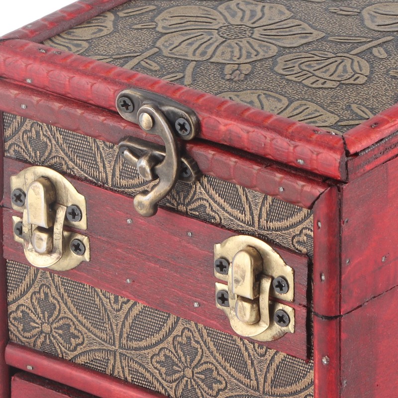 Jewelry Box Antique Wooden Multi‑Layer Drawer Storage Box Organizer with