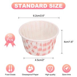 sourcing map Mini Cupcake Liners for Baking Cupcake, 50Pcs Cupcake Muffins Liners Cupcake Holders Paper Greaseproof Wrappers for Wedding, Showers, Gift (Light Pink and White)