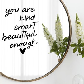 Yuanchu 2 Pack Mirror Decals, Inspirational Wall Decals Vinyl Wall Quotes Stickers Positive Affirmation Vanity Mirror Decal(Black)