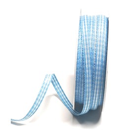 s.dekoda Ribbon 50 m x 6 mm Light Blue - White Check Ribbon Gingham Woven Decorative Ribbon Checked