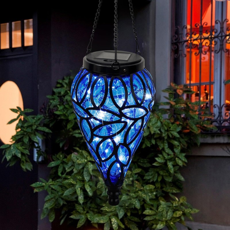 OMRAYTU Solar Hanging Lantern Outdoor Lights, Solar Lanterns Decorative Outdoor,Tear-Shaped