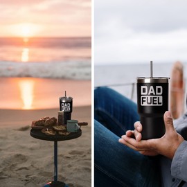 DONGSHANGIFT Dad Fuel Tumbler Dad Fuel Travel Mug Birthday Father’s Day Christmas Gifts for Dad from Daughter Son 30OZ Dad Tumbler with Lid and Straw Gift Box