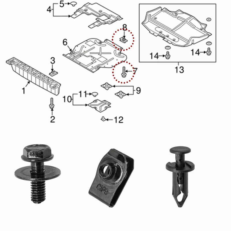 Unbranded For Dodge Truck Body Bolts U-nut Clips M6 Engine