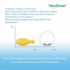 D-Sorb DHA Algal Oil 150mg DHA Chewable Softgels with ARA, ALA, Vitamins A D3 E