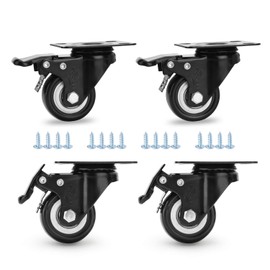 2 inch Caster Wheels Casters Set of 4 Heavy Duty Industrial Casters Safety Dual Locking Load 600lbs Wheels for Cart Quiet Smooth Plate Casters