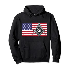 Vintage Masonic Shriner US Mason Flag Square and Compass Pullover Hoodie