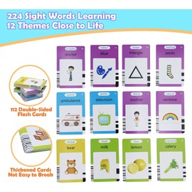 Felly Talking Flash Cards for Toddlers, Early Educational Learning Toys for Baby 1 2 3 4 5 Years Old, 224 Words Preschool Montessori Interactive Reading Machine, Christmas Birthday Gift Boys Girls