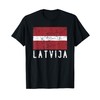 Latvian Flag Of Latvija Distressed Men Women Kids Latvia T-Shirt