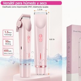 Rasuradora Mujer 2 En 1, Depiladora Electrica Mujer, Depiladora Facial, Afeitadora USB Recargable Portátil para Zona Intima, Facial, Cejas, Axilas (rosa)