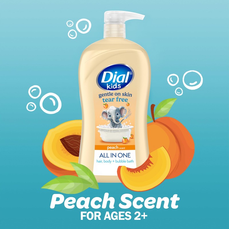 Dial Kids All-in-1 Body + Hair + Bubble Bath, Peach