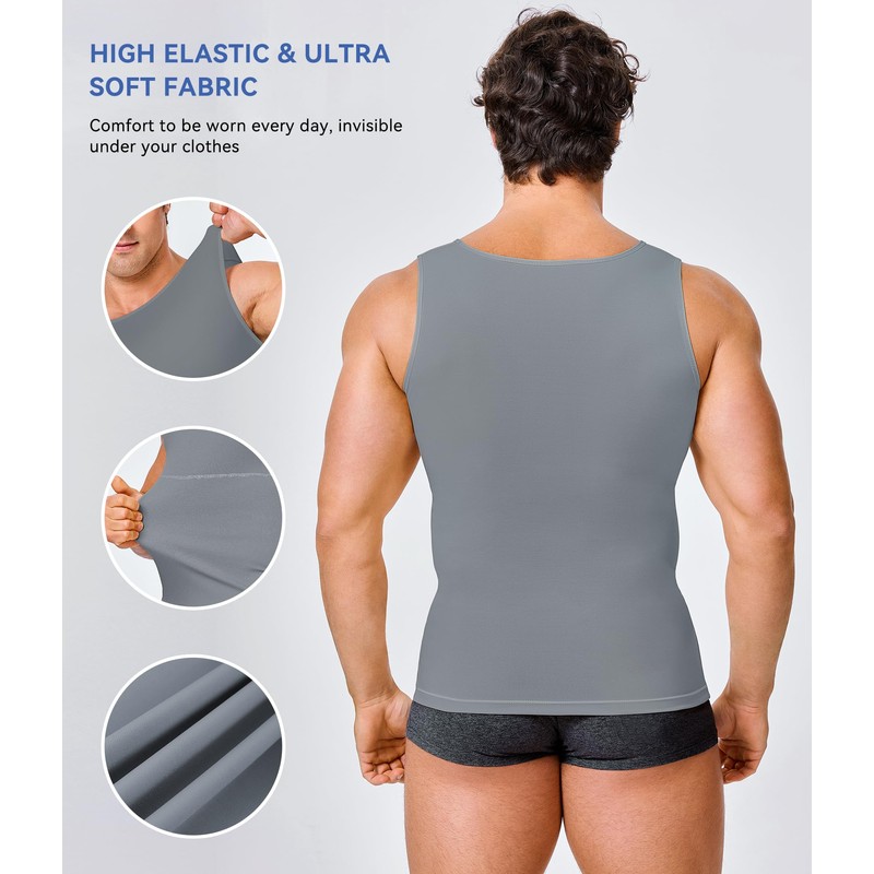 Mens Compression Shirt Vest Workout Tank Tops Abs Abdomen Undershirts