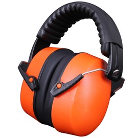 KIWOP Orejeras contra Ruido, Protector Auditivo NRR 30 dB Cancelación de Ruidos Profesional Earmuff, Diseño ajustable, adecuado para maquinaria de construcción, trabajo, siega.（Naranja）