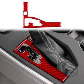 Premium Real Carbon Fiber Center Console Car Gear Shift Knob Panel Cover Car Interior Trim Compatible with Toyota Camry 2015 2016 2017 Accessories Red Style B