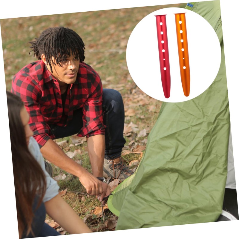 KOMBIUDA 4pcs U-Shaped Aluminium Alloy Tent Pegs Camping Stakes for