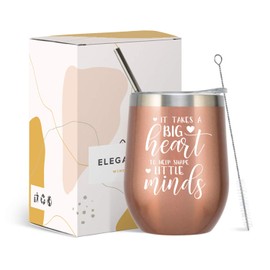 ElegantPark Teacher Appreciation Gifts For Women Teacher Tumbler Teacher Gifts from Student Thank you Preschool End of Year Teacher Wine Tumbler Gifts for Teachers Rose Gold
