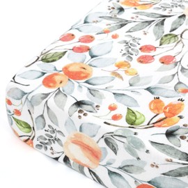 GRSSDER Soft Muslin Crib Sheet 1 Pack, 100% Cotton Crib Sheets for Boys and Girls, Fit Standard Crib Mattresses 52" x 28" Safe and Snug, Stylish Cute Fruit Print