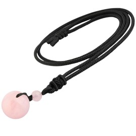 KYEYGWO 16 mm Rose Quartz Round Stone Bead Pendant Necklace for Men Women with Adjustable Chain
