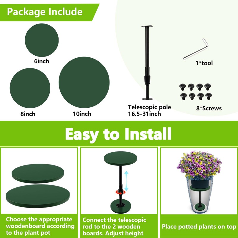 Axcoix Adjustable Height Plant Risers for Inside Pots, 17.5-32" Planter