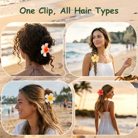 8 Pack Flower Hair Clips for Women, Large Hawaiian Hibiscus Claw Clips Matte Non-Slip Floral Hair Accessories for Thick Thin Hair, Cute Summer Beach Vacation Hair Jaws Styling Gifts for Girls
