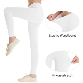 QBK Girls' Organic Cotton Leggings 2T 3T 4T 5T to 12 Years - Ultra Soft & Comfortable Footless Tights for Toddler to Kids(White,3T)