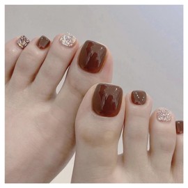 Nail Tips, 24 Pieces, Thumb Nail Seal, Foot False Nails, Nail Tips, Reusable, Gel Nail Tips, Summer Nails, Weddings, Coming-of-Age Ceremonies, Foot Nails, Easy Nail Removable, For Feet (J-201)