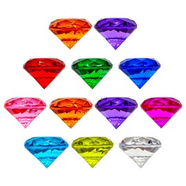 FSSTUD 12 Pcs 4cm Large Acrylic Diamonds Big Size Plastic Gems Faux Gemstone Crystals Fake Diamond Gem Jewels Treasure Chest Fillers Party Gemstone Decorations fot Easter Christmas
