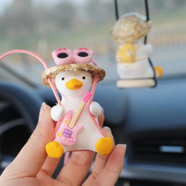 Dzxin Car Hanging Ornament, lkw Zubehör Innenraum, Zubehör für Autorückspiegel, Coole schwingende Ente Auto Hängeornament, Auto Zubehör Innenraum Deko(Gitarre)