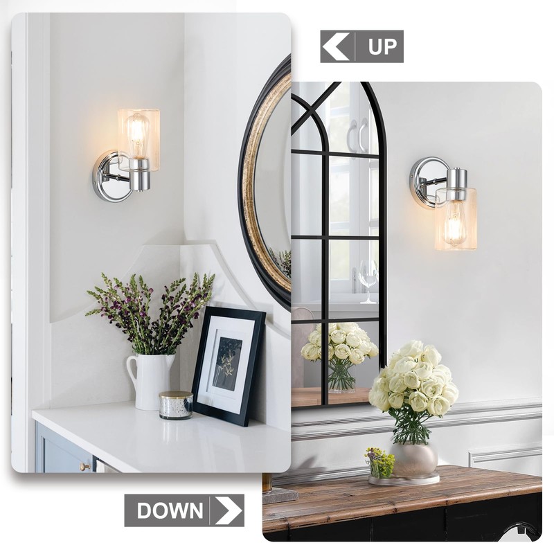 ALAISLYC 2 Light Bathroom Wall Sconce Light Fixtures with Clear