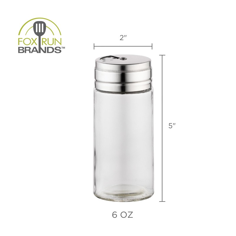 Fox Run 5167 Glass Spice Jar with Stainless Steel Shaker