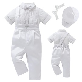 Booulfi Baptism Outfits for Boys Baby Boy Christening Outfit White Newborn Infant Church Blessing Suit 0-3 M