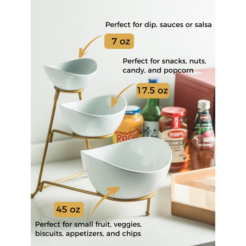 YHOSSEUN 3 Tier Serving Stand Oval Serving Bowl with Metal