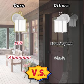 WISBEAM White Outdoor LED Wall Lantern, 2 Packs Outdoor Porch Light Fixture, Aluminum Housing Plus Glass, Wet Location Rated, ETL Qualified, 3000K